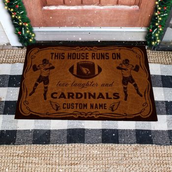 This House Runs On Arizona Cardinals Custom Personalized Vintage Design Doormat Welcome Mat DM1869