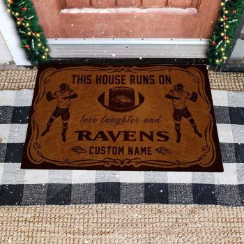 This House Runs On Baltimore Ravens Custom Personalized Vintage Design Doormat Welcome Mat DM1884