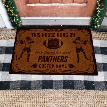This House Runs On Carolina Panthers Custom Personalized Vintage Design Doormat Welcome Mat DM1890
