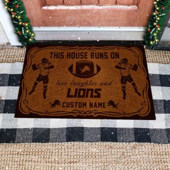 This House Runs On Detroit Lions Custom Personalized Vintage Design Doormat Welcome Mat DM1871