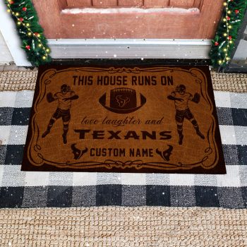 This House Runs On Houston Texans Custom Personalized Vintage Design Doormat Welcome Mat DM1885