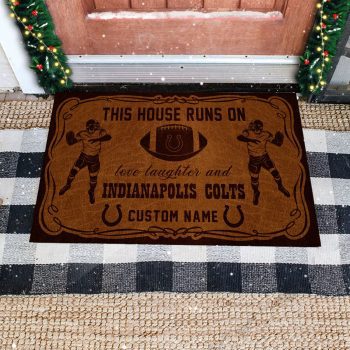 This House Runs On Indianapolis Colts Custom Personalized Vintage Design Doormat Welcome Mat DM1882