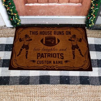 This House Runs On New England Patriots Custom Personalized Vintage Doormat Welcome Mat DM1873