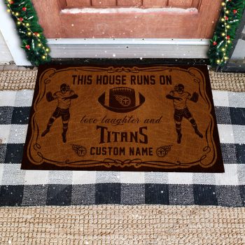 This House Runs On Tennessee Titans Custom Personalized Vintage Design Doormat Welcome Mat DM1877