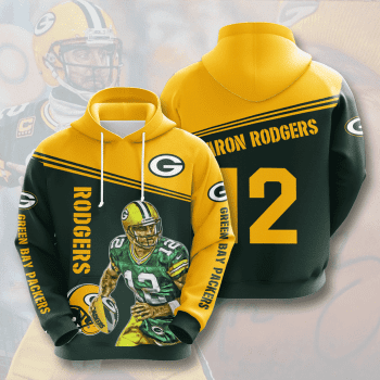 Aaron Rodgers 12 Green Bay Packers Football Team Unisex 3D Pullover Hoodie - Green IHT1571