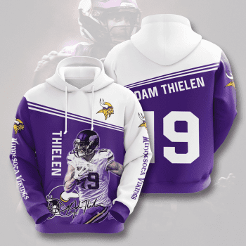 Adam Thielen 19 Signature Minnesota Vikings 3D Unisex Pullover Hoodie - Purple White IHT2263