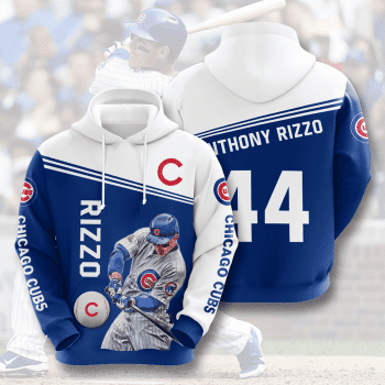 Anthony Rizzo 44 Chicago Cubs 3D Unisex Pullover Hoodie - Blue White IHT1807