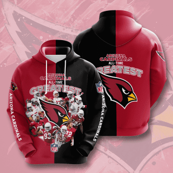 Arizona Cardinals All-Time Greatest 3D Unisex Pullover Hoodie - Black Red IHT2348