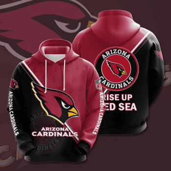 Arizona Cardinals Rise Up Red Sea 3D Unisex Pullover Hoodie - Black Red IHT2368