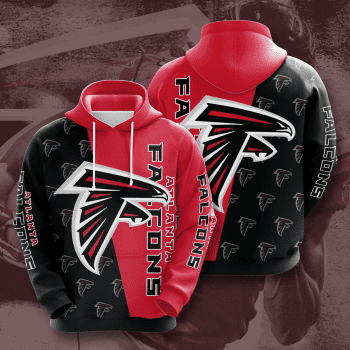 Atlanta Falcons Big Logo 3D Unisex Pullover Hoodie - Red Black IHT2471