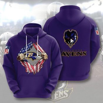 Baltimore Ravens USA Flag 3D Unisex Pullover Hoodie - Purple IHT2369
