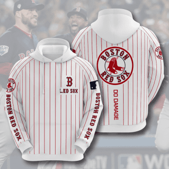 Boston Red Sox Do Damage 3D Pinstripe Unisex Pullover Hoodie - White IHT1837