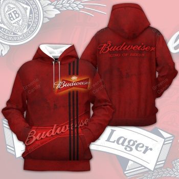 Budweiser King Of Beers Unisex 3D Pullover Hoodie - Red IHT1926