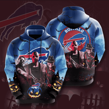 Buffalo Bills Friday the 13th Halloween Theme 3D Unisex Pullover Hoodie - Blue IHT2504