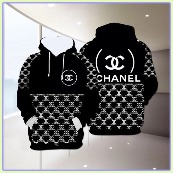 Chanel Black Unisex 3D Hoodie For Men Women Luxury Pullover IHT1097