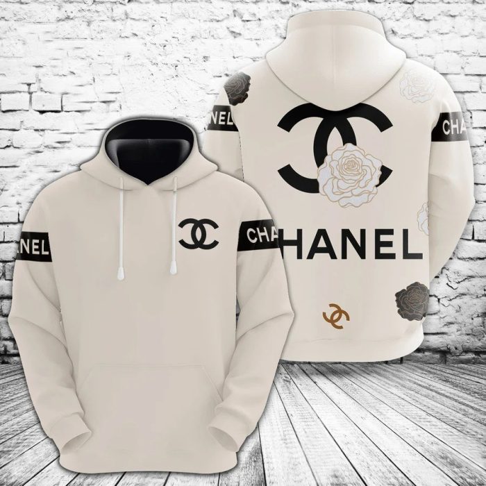 Chanel White Unisex 3D Hoodie For Men Women Luxury Pullover IHT1082