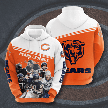 Chicago Bears Football Team Bears Legends Signatures Unisex 3D Pullover Hoodie - Orange IHT1651