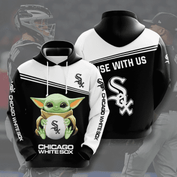 Chicago White Sox Baby Yoda 3D Unisex Pullover Hoodie - Black White IHT2679