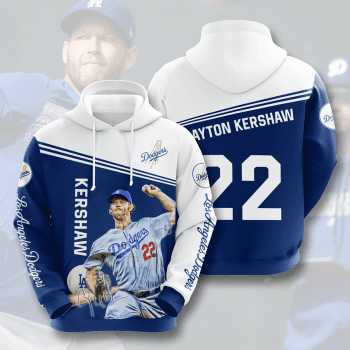 Clayton Kershaw 22 Los Angeles Dodgers Baseball Team Signatures Unisex 3D Pullover Hoodie - Blue IHT1633