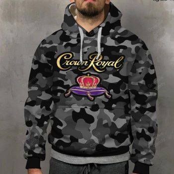 Crown Royal Logo Unisex 3D Pullover Hoodie - Black Camo IHT2597
