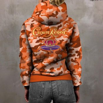 Crown Royal Logo Unisex 3D Pullover Hoodie - Orange Camo IHT2603