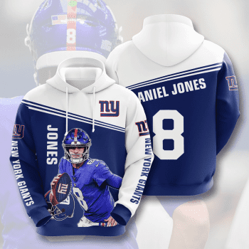 Daniel Jones 8 New York Giants Football Team Unisex 3D Pullover Hoodie - Blue IHT1445