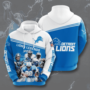 Detroit Lions Football Team Lions Legends Signatures Unisex 3D Pullover Hoodie - Blue IHT1641
