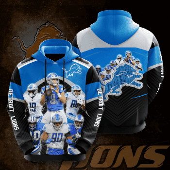 Detroit Lions Legends Signature 3D Unisex Pullover Hoodie - Black Blue IHT2387