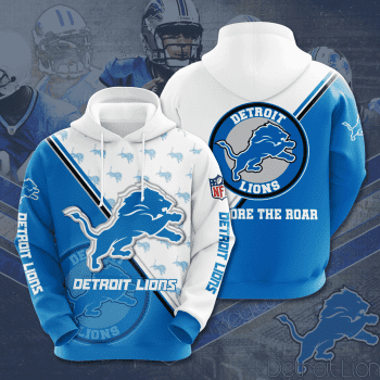 Detroit Lions Logo Restore The Road 3D Unisex Pullover Hoodie - White Blue IHT2287