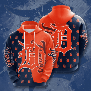 Detroit Tigers Logo 3D Unisex Pullover Hoodie - Orange Navy IHT2666