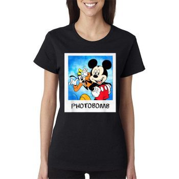 Disney Mickey And Goofy Photobomb Women Lady T-Shirt