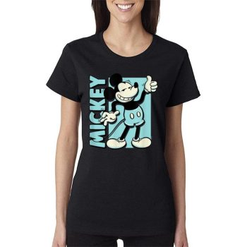 Disney Mickey Light Blue Vintage Women Lady T-Shirt