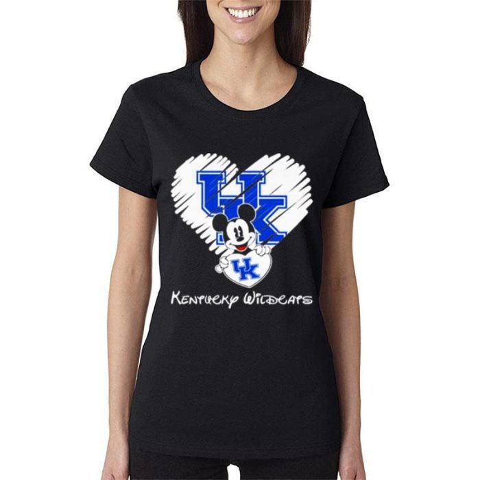 Disney Mickey Mouse Hug Kentucky Wildcats Hear Women Lady T-Shirt