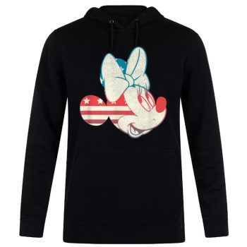 Disney Minnie Mouse American Flag 4Th Of July Fill Unisex Pullover Hoodie