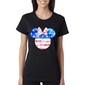 Disney Minnie Mouse American Flag Tie Dye Women Lady T-Shirt