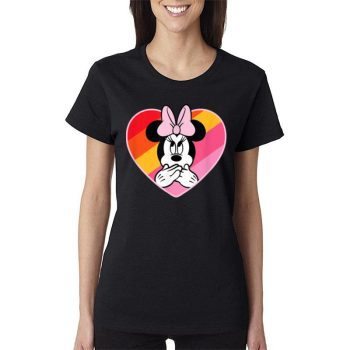 Disney Minnie Mouse Oops Rainbow Heart Women Lady T-Shirt