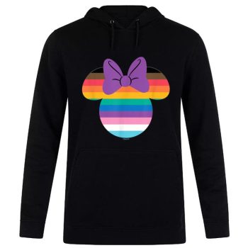Disney Minnie Mouse Pride Inclusive Rainbow Head Icon Fill Unisex Pullover Hoodie