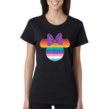 Disney Minnie Mouse Pride Inclusive Rainbow Head Icon Fill Women Lady T-Shirt