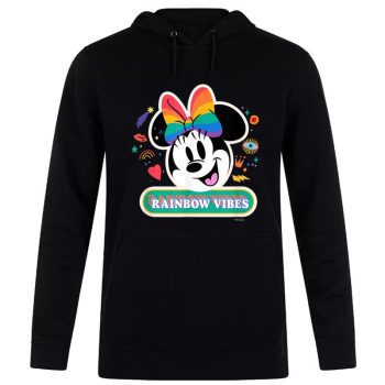 Disney Minnie Mouse Pride Rainbow Vibes Doodles Unisex Pullover Hoodie