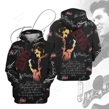 Elvis Presley Signature Unisex 3D Pullover Hoodie - Black IHT2587