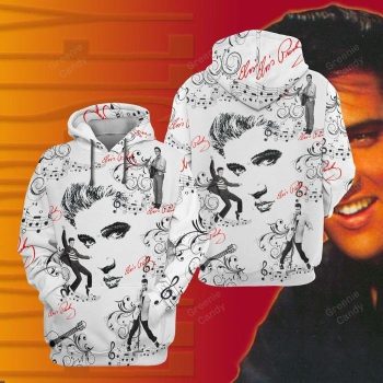 Elvis Presley Signature Unisex 3D Pullover Hoodie - White IHT2580