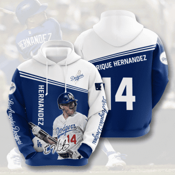 Enrique Hernandez 14 Signature Los Angeles Dodgers 3D Unisex Pullover Hoodie - Blue White IHT2400
