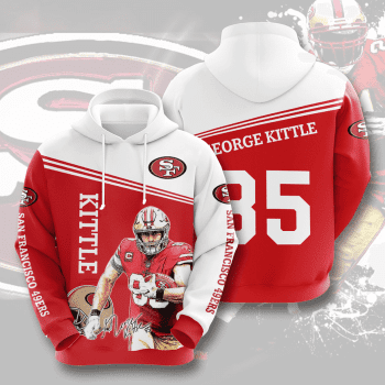 George Kittle 85 Signature San Francisco 49ers 3D Unisex Pullover Hoodie - Red White IHT1696