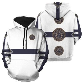 Gianni Versace White Unisex 3D Hoodie For Men Women Luxury Pullover IHT1077