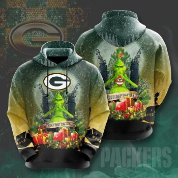 Green Bay Packers Football Team The Grinch Unisex 3D Pullover Hoodie - Green IHT1543