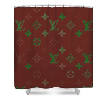 Green Louis Vuitton Luxury Shower Curtain