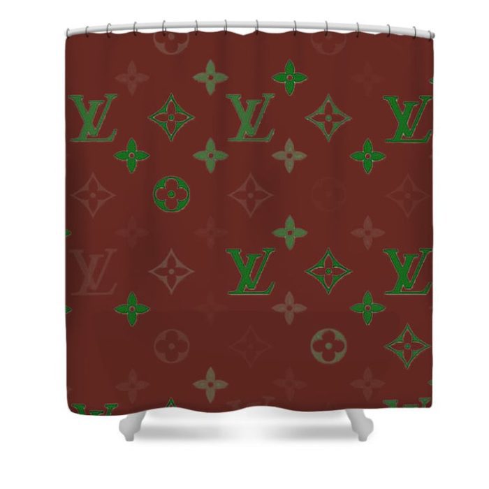 Green Louis Vuitton Luxury Shower Curtain