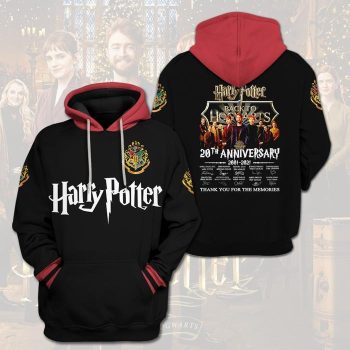 Harry Potter Back To Hogwarts 20th Anniversary 3D Unisex Pullover Hoodie - Black Red IHT1861