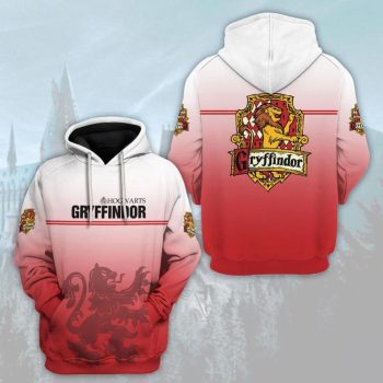 Harry Potter Gryffindor House Hogwarts Unisex Pullover 3D Hoodie - Ombre Red White IHT1864