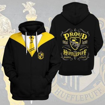 Harry Potter Hufflepuff House Hogwarts Uniform Unisex Pullover 3D Hoodie - Black IHT1860